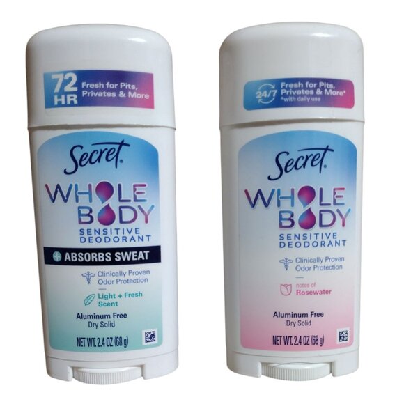 Secret Whole Body Sensitive Deodorant Dry Solid Aluminum Free 2.4 OZ, 2 Pk - Picture 1 of 3